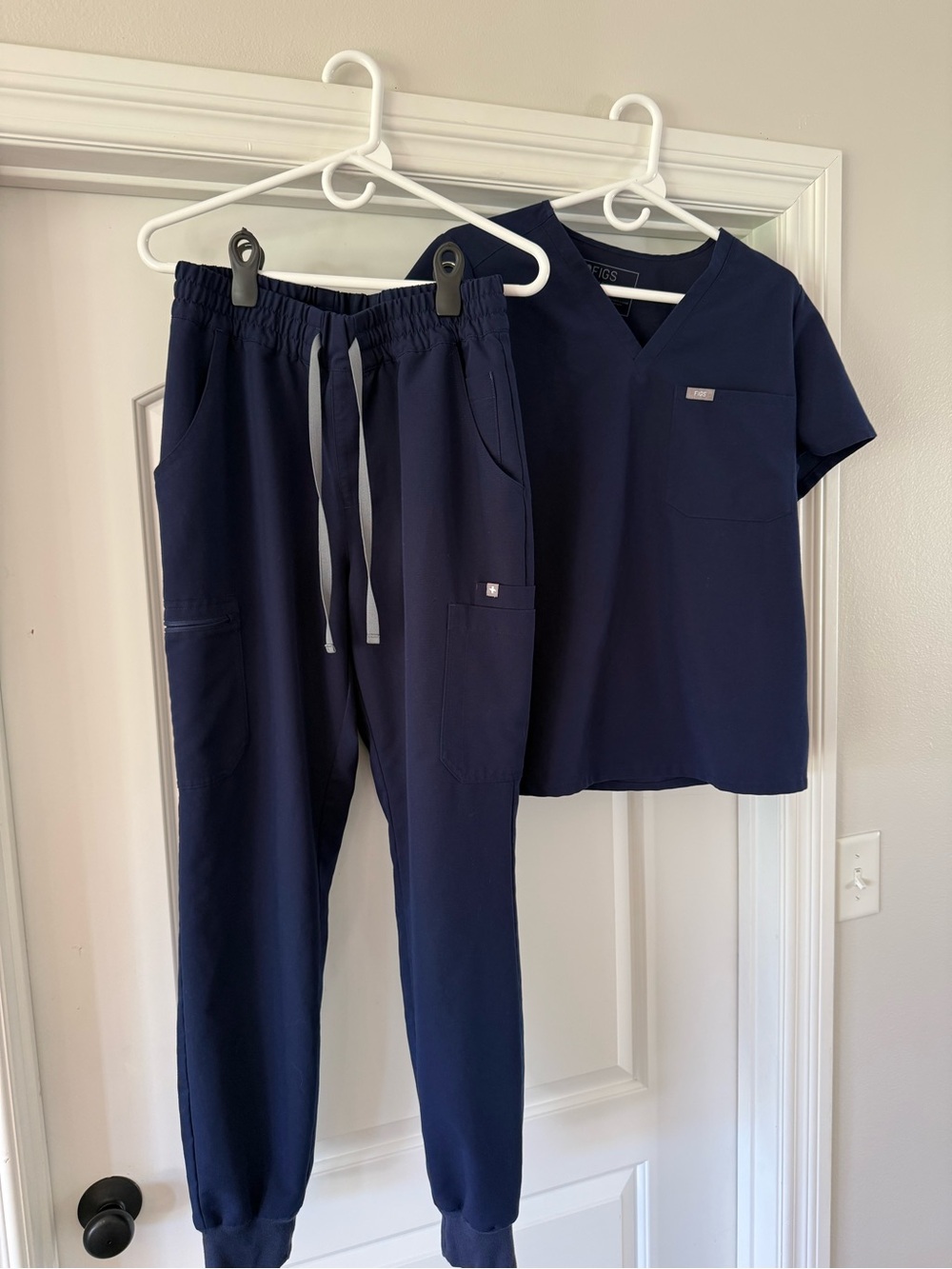 Navy Women's Scrub Set - Top & Jogger Pants